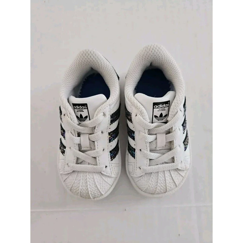 Adidas Superstar Iridescent Snake White  TD Toddler  Baby Sz 5 B27524 Slip-on
